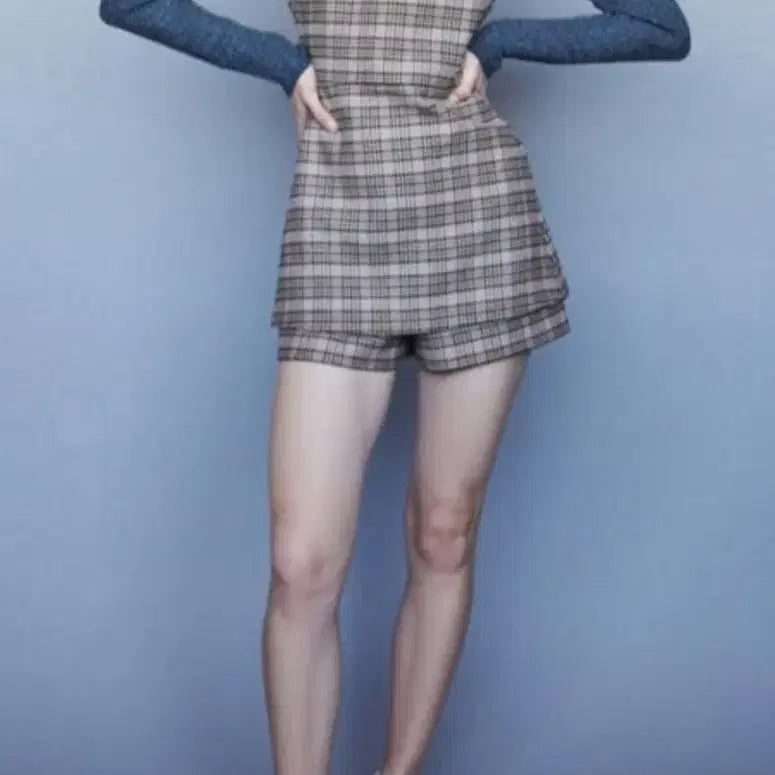 [BUNJANG] Maje Check Pattern Jumpsuit Dress / 마쥬 점프수트 원피스