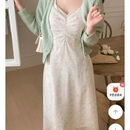 [BUNJANG] Fromthenon Flower Chiffon Long Dress / 프롬데이원 플라워 쉬폰롱원피스