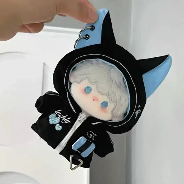 [BUNJANG] 10cm Doll Clothes Cat Sky Blue Hooded Cloak / 10cm 인형 옷 고양이 하늘색 누이 의상 후드 망토 새상품 사이버펑크