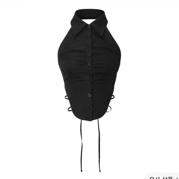 [BUNJANG] 3Times Halter Top Shirt Size M / 쓰리타임즈 셔츠 홀터 탑