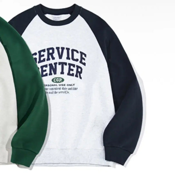 [BUNJANG] Code Graphy Colorblock Raglan Arch Service Sweatshirt Navy / 새 상품)코드그라피 배색 래글런 아치 서비스 맨투맨 네이비