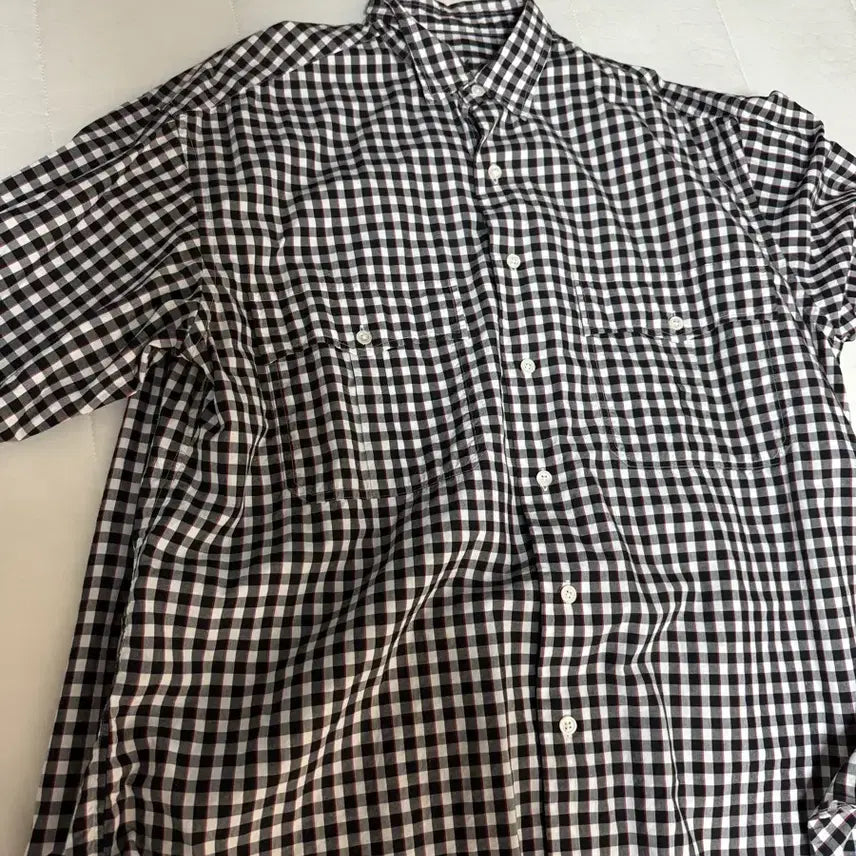 [BUNJANG] Porter Classic Tricolor Gingham Check Roll-Up Shirt / [M] 포터클래식 트리컬러 깅엄 체크 롤업 셔츠