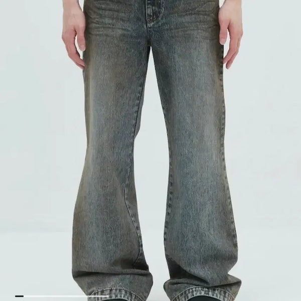 [BUNJANG] Juun.J Dirty Blue Over-length Bootcut Pants (Size 48) / 준지 더티블루 오버렝스 부츠컷 바지 48