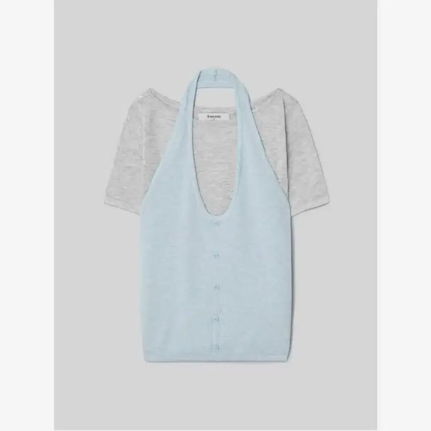 [BUNJANG] 8SECONDS Halterneck Layered Pullover Light Gray / 에잇세컨즈 홀터넥 레이어드 풀오버 라이트 그레이