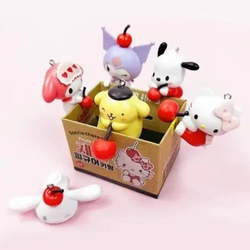 [BUNJANG] Sanrio My Melody Cherry Fruit Store Figure Keyring / 마이멜로디 체리 과일가게 피규어 키링 과일상자 택배박스