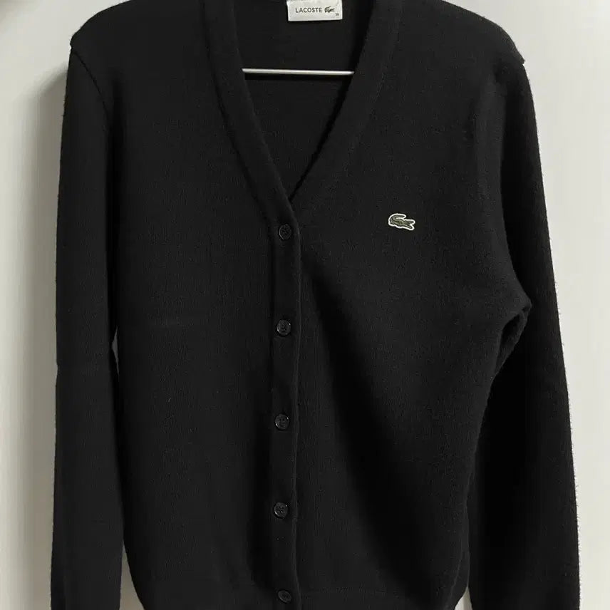 [BUNJANG] Lacoste Basic V-Neck Cardigan Black Size 38 / 라코스테 베이직 브이넥 가디건 (블랙, 38 사이즈)