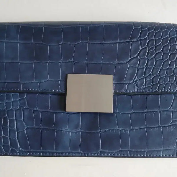 [BUNJANG] ZARA Crocodile Embossing Clutch Bag/Shoulder Bag Navy Blue / 자라 클러치백/숄더백 네이비블루