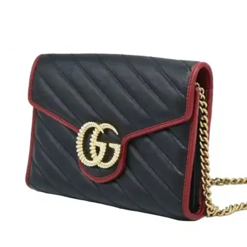 [BUNJANG] Gucci Matelassé Small Shoulder Bag Black/Red / 정품) Gucci(구찌)573807  마틀라세 스몰 숄더백 블랙/레드