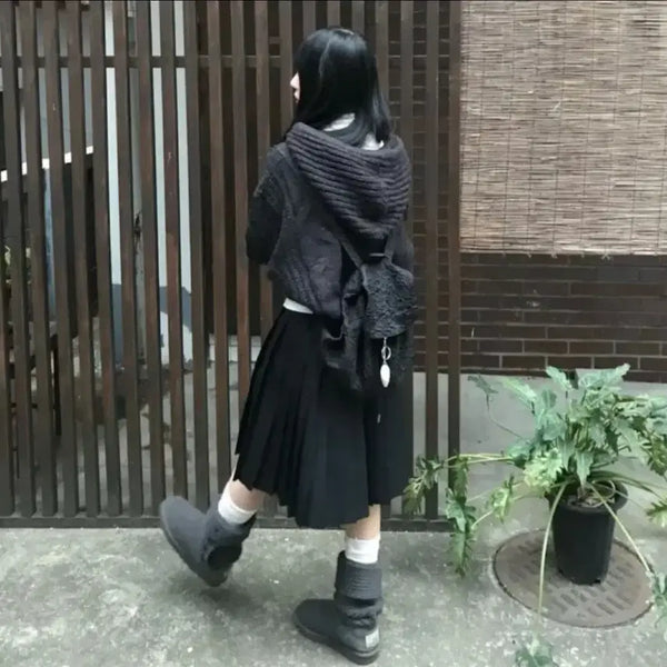 [BUNJANG] Pleated Midi Skirt (Black) / 플리츠 미디 스커트 (검정)