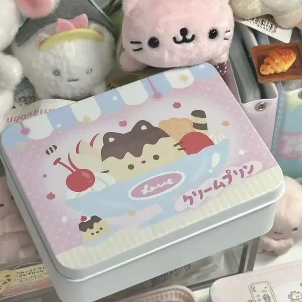 [BUNJANG] Pudding Cat Square Mini Tin Case / 푸딩 고양이 사각 미니 틴케이스 악세사리 인형 피규어 보관함