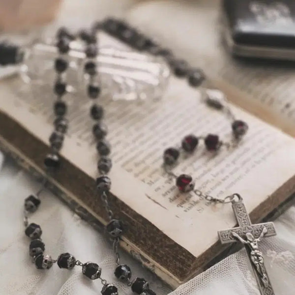 [BUNJANG] French Antique Silver Garnet Rosary / 프랑스 앤틱 실버 가넷 묵주