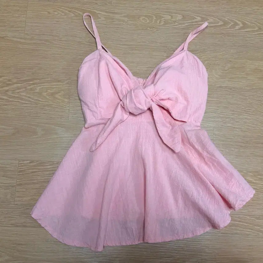 [BUNJANG] Pink Ribbon Bustier Camisole Top / 핑크 리본 뷔스티에 나시