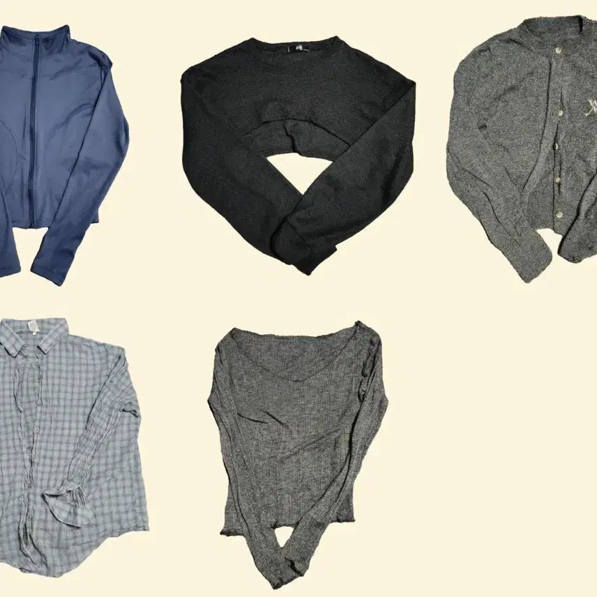 [BUNJANG] Women's Clothing Set: Zip-up, Bolero, Flowy T-shirt, UV Protection Shirt, Cardigan / 여성 의류 세트 (딱붙핏 집업, 볼레로, 찰랑 티셔츠, 살안타 셔츠, 가디건)