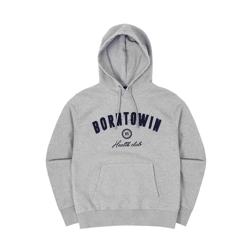 [BUNJANG] Born to Win Muscle Fit Patch Hoodie Melange Grey / 본투윈 머슬핏 패치 후드 멜란지 그레이 3