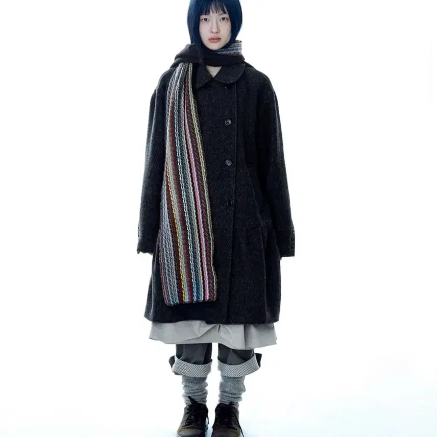 [BUNJANG] Koiseio Ko Double Coat Charcoal / 코이세이오 코이 더블 코트 차콜