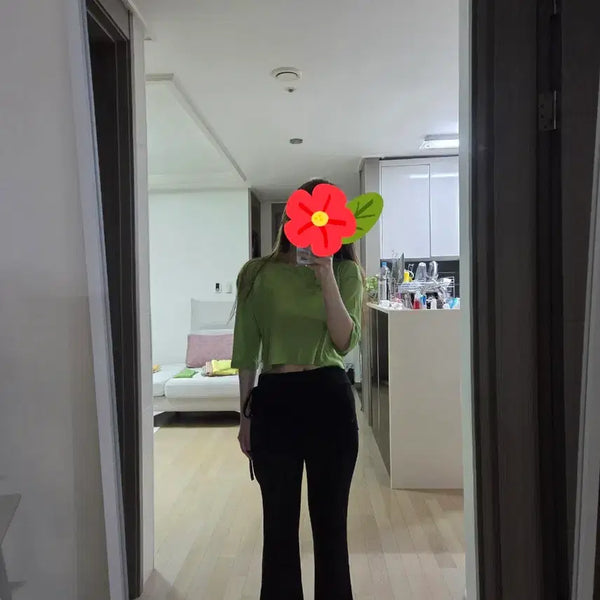 [BUNJANG] Dabagirl 5-Part Cropped T-Shirt / 다바걸 5부 크롭티 (착샷)