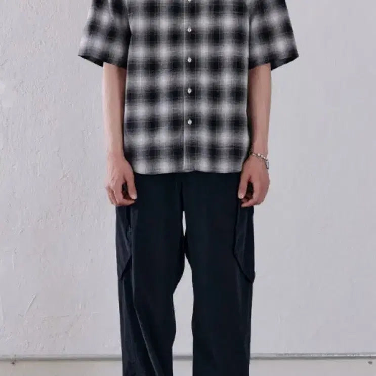 [BUNJANG] Bellier Chico Half Shirt Black Ombre S / 벨리에 치코 하프셔츠 블랙 옴브레 S 새상품