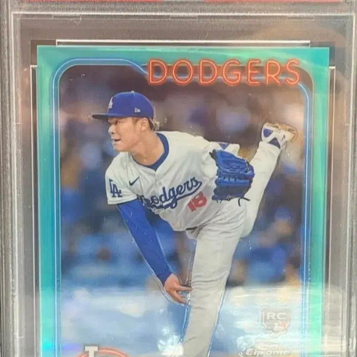 [BUNJANG] 2024 Topps Chrome Yamamoto RC Aqua 199 Limited PSA 9 Graded Card / 2024 탑스 크롬 야마모토 RC 아쿠아 199한정 psa9