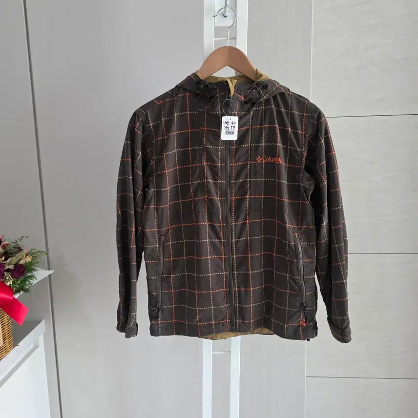 [BUNJANG] Columbia Checked Hooded Jacket Brown / 컬럼비아 체크 후드 자켓 브라운