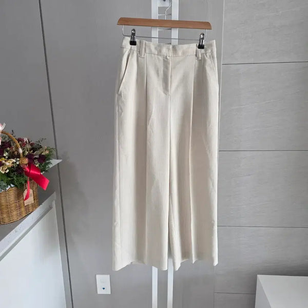 [BUNJANG] OnhanOn Beige Wide Pintuck Slacks / 온앤온 베이지 와이드 핀턱 슬랙스