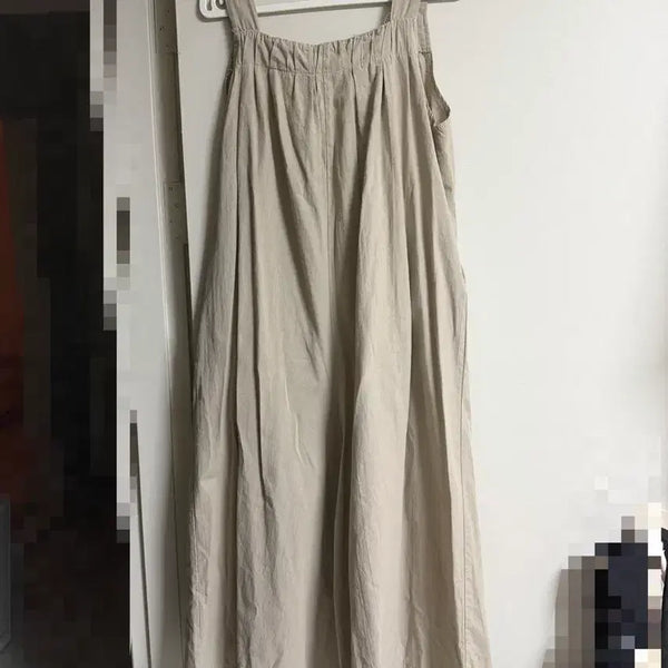 [BUNJANG] Beige Wide-Leg Strap Jumpsuit / 베이지색 멜빵점프슈트