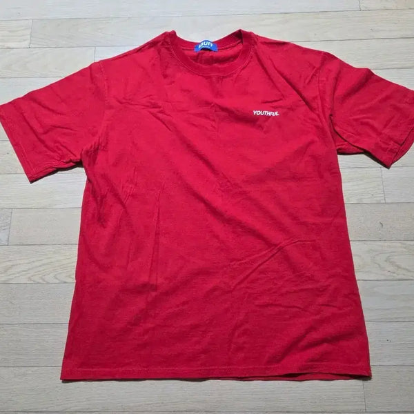 [BUNJANG] Men's Short Sleeve T-Shirt Red Oversized Fit / 남자반팔 (레드, 착샷)