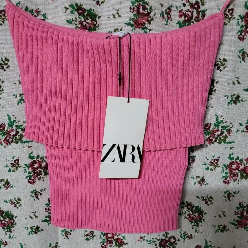 [BUNJANG] Zara Pink Knit Crop Top Size S / 새상품 35900 자라 핑크 니트 크롭탑 S 요즘핫한 니트탑
