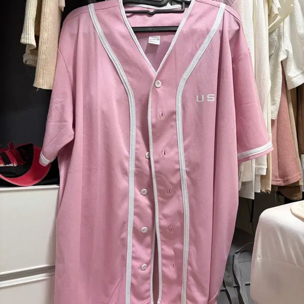 [BUNJANG] Free Size Pink Baseball Jersey / 야구저지 핑크