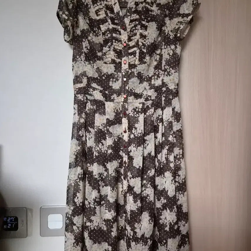 [BUNJANG] Women's Chiffon Floral Pattern Dress Size 55 / 여성 시폰 플라워 패턴 원피스 55