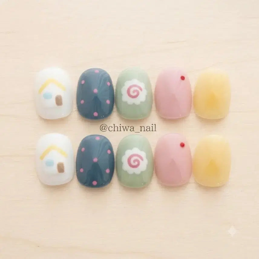 [BUNJANG] Customizable Kitsune Naruto Maki Handmade Nail Tips / 주문제작 키치 집 나루토마키 수제네일팁