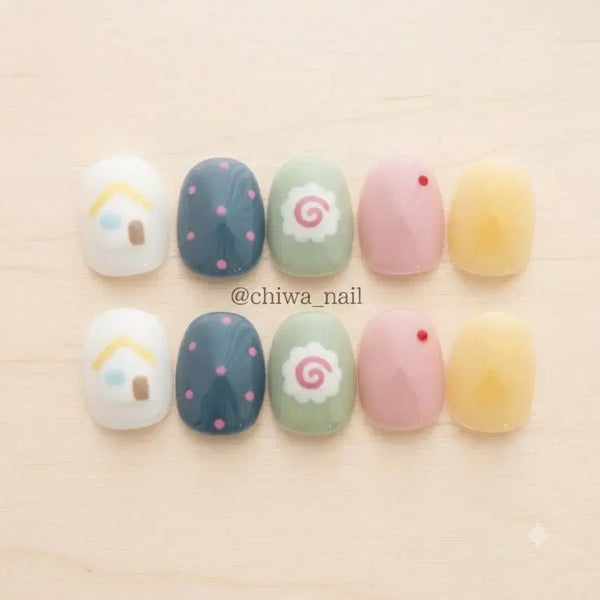 [BUNJANG] Customizable Kitsune Naruto Maki Handmade Nail Tips / 주문제작 키치 집 나루토마키 수제네일팁