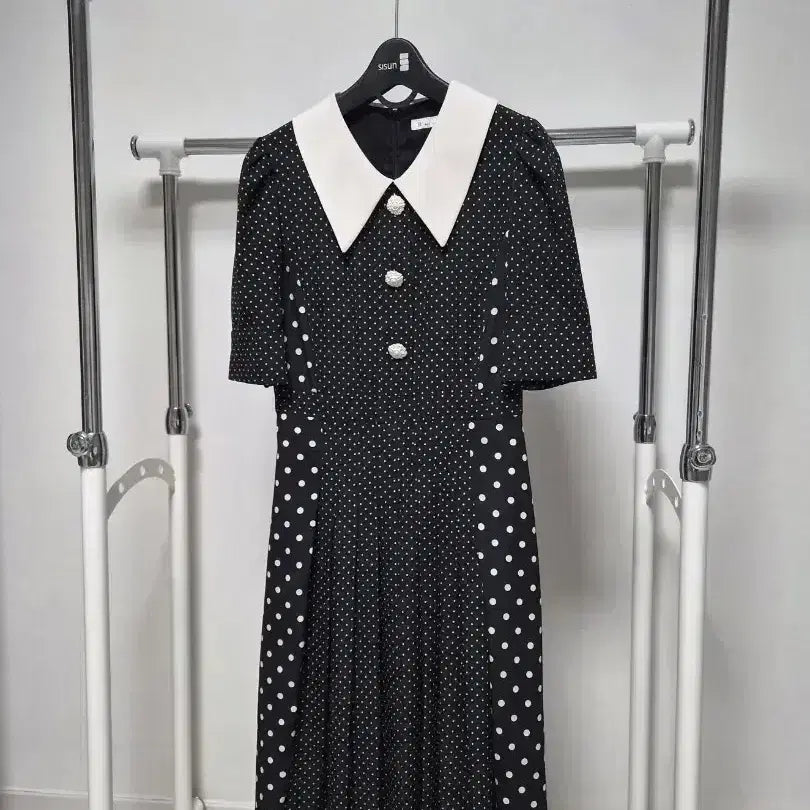 [BUNJANG] It MICHAA Polka Dot Collar Midi Dress Black / 잇미샤it MICHAA 도트 카라 원피스 블랙