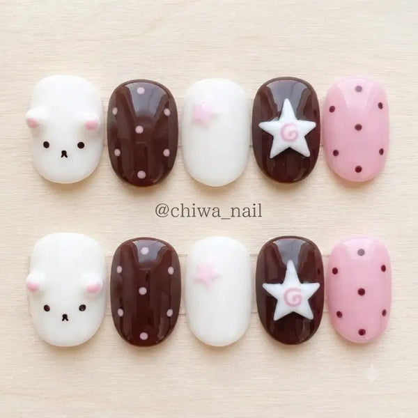 [BUNJANG] Custom Handmade Rilakkuma Nail Tips / 주문제작 코리락쿠마 별도트 수제 네일팁