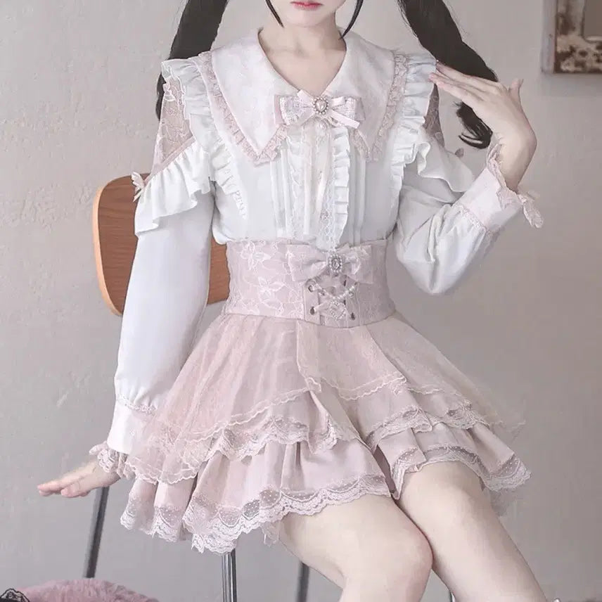 [BUNJANG] Ekomi Pink Lolita Style Blouse Top / 새상품 중브 양산형 로리타 ekomi 블라우스 탑 상의 양지뢰 타오바오 핑크