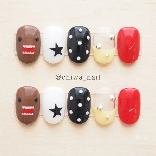 [BUNJANG] Custom Handmade French Dot Nail Tips / 주문제작 도모 프렌치 도트별 수제네일팁