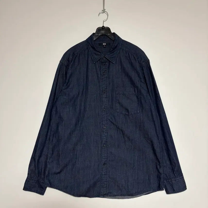[BUNJANG] Uniqlo Solo Pocket Denim Shirt Dark Blue XL / 유니클로 데님셔츠