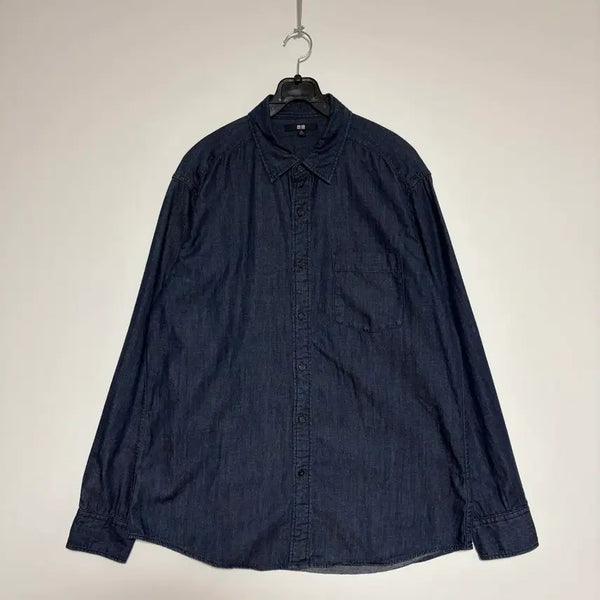 [BUNJANG] Uniqlo Solo Pocket Denim Shirt Dark Blue XL / 유니클로 데님셔츠