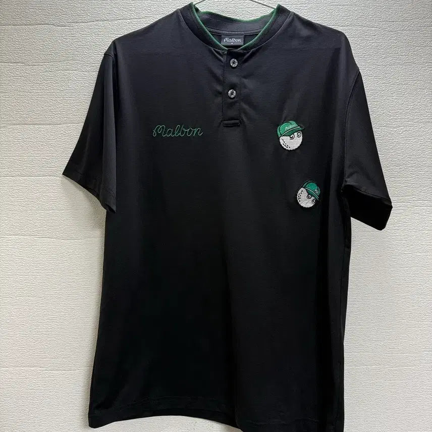 [BUNJANG] Malbon Golf Short Sleeve T-Shirt Black / 말본 골프웨어 반팔 티셔츠 블랙