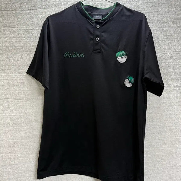 [BUNJANG] Malbon Golf Short Sleeve T-Shirt Black / 말본 골프웨어 반팔 티셔츠 블랙