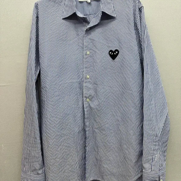 [BUNJANG] Comme des Garçons Play Black Heart Stripe Shirt XL / 꼼데가르송 블랙하트 스트라이프 셔츠 (105)