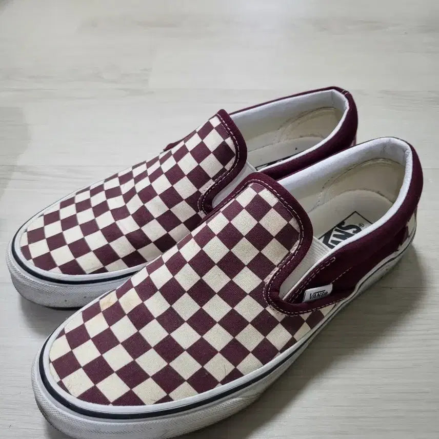[BUNJANG] Vans Checkerboard Slip-On Burgundy / 270)반스 체커보드 슬립온 버건디
