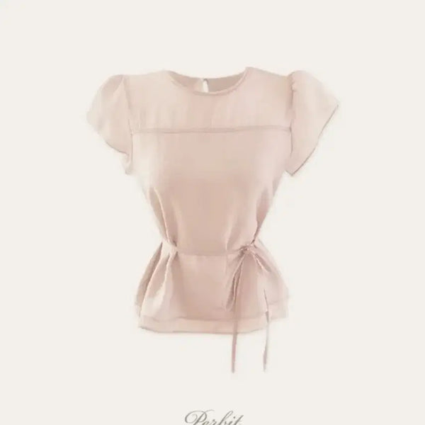 [BUNJANG] P.B MADE Annelie Layered Chiffon Blouse Pink with Waist Tie Set / 퍼빗 원조/카피주의][4천장돌파][허리끈set] [P.B MADE] 아넬리 레이어드 쉬폰 블라우스 핑크