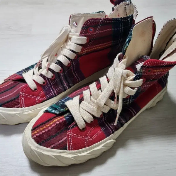 [BUNJANG] Age Check Pattern High-Top Sneakers (Size 270) / 270)에이지 체크 패턴 하이탑 스니커즈