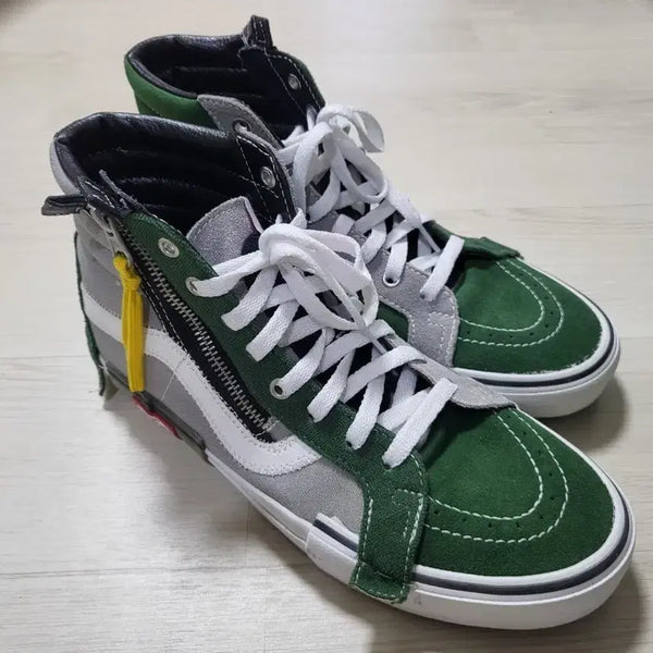 [BUNJANG] Vans Sk8-Hi Zipper Green/Grey Suede Sneakers / 275)반스 스케이트하이 지퍼 그린/그레이 스웨이드 스니커즈