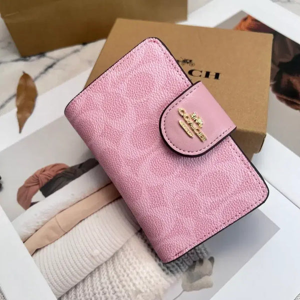 [BUNJANG] Coach Women's Medium Wallet Classic Monogram Pink/Crimson / C0082 신형 여성용 중장지갑
