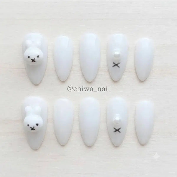 [BUNJANG] Handmade Miffy Rabbit Nail Tips / 주문제작 미피 토끼 수제네일팁