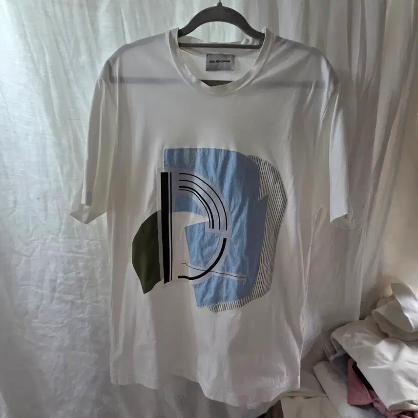 [BUNJANG] SolioneHomme Graphic T-Shirt White / 솔리옴므 그래픽 반팔 티셔츠 화이트 48