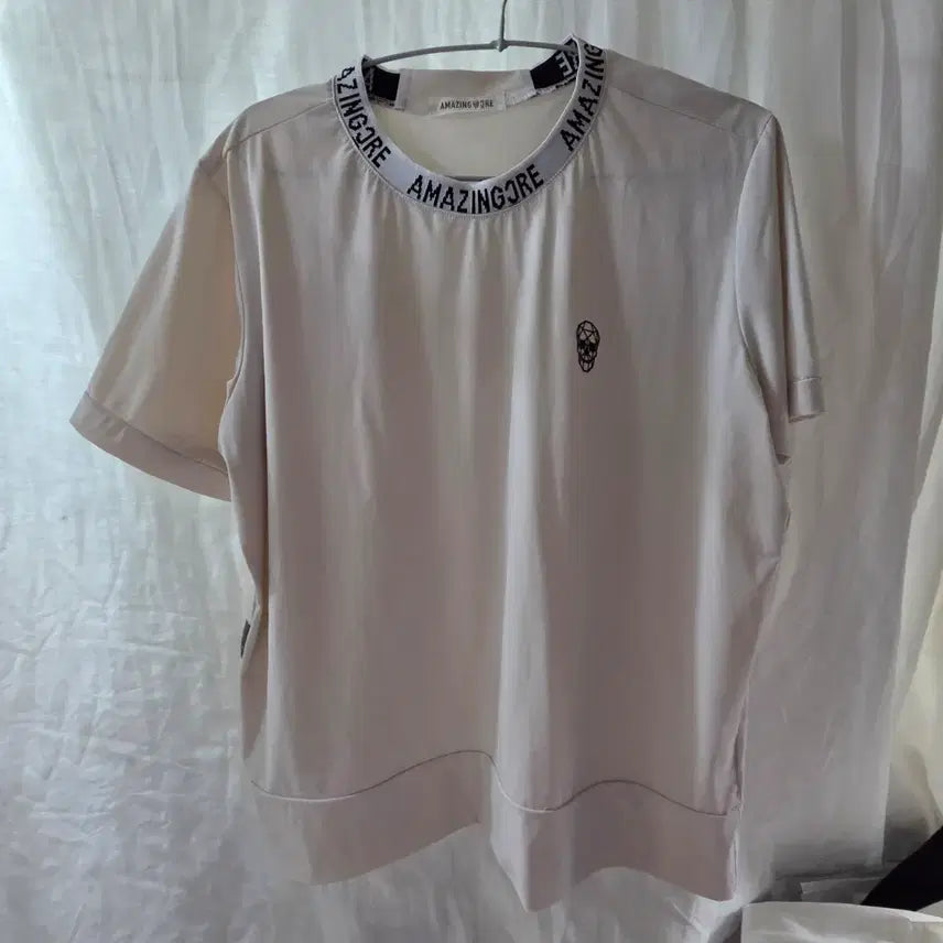 [BUNJANG] Amazingcore Skull Graphic T-Shirt Beige L / 어메이징코어 반팔티 베이지 해골 L