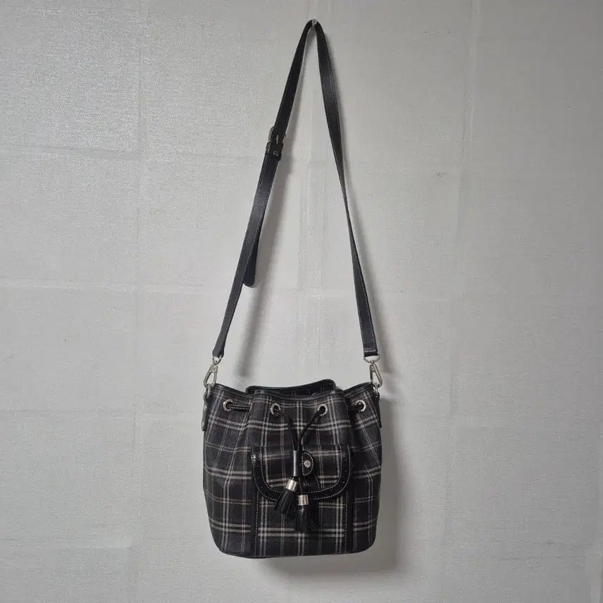 [BUNJANG] Beanpole Check Drawstring Bag / 빈폴 체크 복조리백