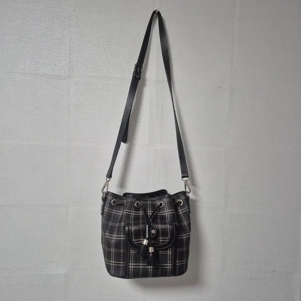 [BUNJANG] Beanpole Check Drawstring Bag / 빈폴 체크 복조리백